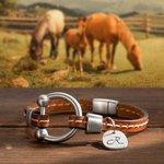 Personalized Equestrian Horsebit Leather Magnetic Bracelet with Name Horse Lovers Jewelry Birthday Mother's Day Gift for Woman Girl