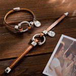 Personalized Equestrian Horsebit Leather Magnetic Bracelet with Name Horse Lovers Jewelry Birthday Mother's Day Gift for Woman Girl