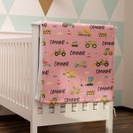 Gepersonaliseerde Bouwwagen Graafmachine Deken met Kindernaam Verjaardag Baby Shower Gifts voor kinderen