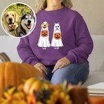 Personalized Cute Ghost Dog Halloween Sweatshirt Funny Halloween Gift for Dog Lover Pet Lover