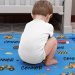 Gepersonaliseerde Bouwwagen Graafmachine Deken met Kindernaam Verjaardag Baby Shower Gifts voor kinderen