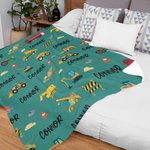 Gepersonaliseerde Bouwwagen Graafmachine Deken met Kindernaam Verjaardag Baby Shower Gifts voor kinderen