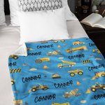 Gepersonaliseerde Bouwwagen Graafmachine Deken met Kindernaam Verjaardag Baby Shower Gifts voor kinderen
