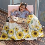 Manta de lana personalizada con nombre Vaca Highland Girasol Regalo de Navidad Cumpleaños para los amantes de las vacas Highland