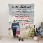 Personalised I Wish I Could Turn Back The Clock Flannel Sherpa Blanket  Husband's Gift Wedding Anniversary