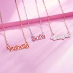 Personalized Pink Doll Inspired Name Necklace Birthday Gift for Women Girl