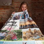 Manta personalizada Family Is Everything con collage de 9 fotos Cumpleaños Acción de Gracias Navidad Regalo para la familia