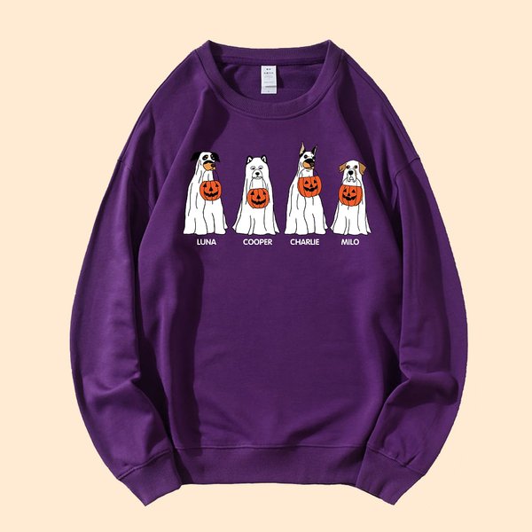 Felpa di Halloween personalizzata con cane fantasma Divertente regalo di Halloween per l'amante dei cani Amante degli animali domestici
