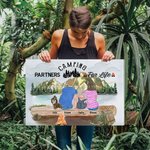 Personalised Mountain bonfire Camping Life Colorful Painting Wall Decoration Gift for Family Camping Lover