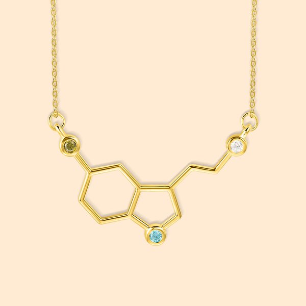 Personalizada Ciencia Birthstone Serotonina Molécula Collar con Tarjeta de Regalo para la Madre Profesor de Química Doctor