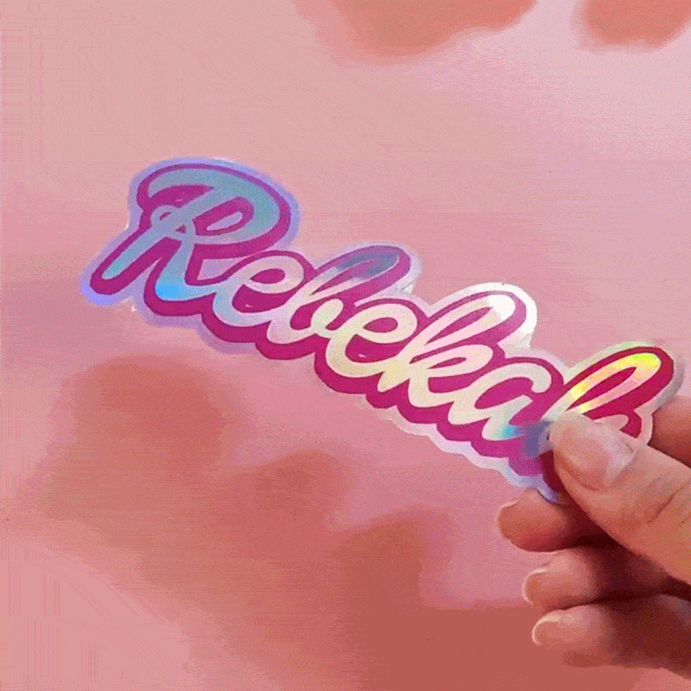 Personalized Holographic Dolly Name Sticker Vinyl Decal Water Resistant Adhesive Label Tumbler Decoration Birthday Christmas Gift for Pink Doll Lover