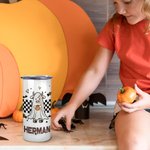 Vaso Personalizado Vaca Fantasma Calabaza 12oz Kid Tumbler Checkerboard Halloween Element Sippy Cup 2 Lid Available Spooky Season Birthday Gift for Ki