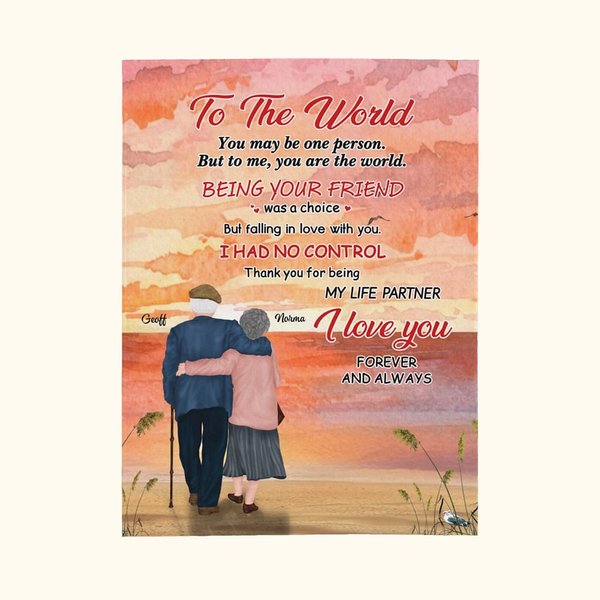 Voor de wereld ben je misschien maar één persoon, maar voor mij ben je de wereld Flanellen Sherpa deken Cadeau echtgenoot Huwelijksverjaardag cadeau