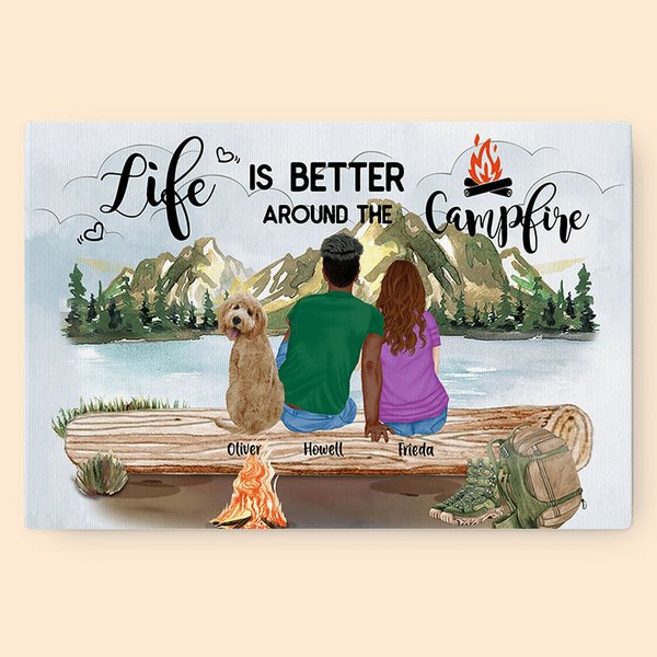 Personalized Life Is Better Around The Campfire Colorful Painting Housewarming Gift for Camping Lover