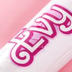 Personalized Holographic Dolly Name Sticker Vinyl Decal Water Resistant Adhesive Label Tumbler Decoration Birthday Christmas Gift for Pink Doll Lover