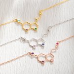 Personalizada Ciencia Birthstone Serotonina Molécula Collar con Tarjeta de Regalo para la Madre Profesor de Química Doctor