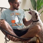 Personalisierte lustige Halloween Hund Geist Kürbisse Mein Hund ist mein Boo T-Shirt Herbst Halloween Geschenk für Hundeliebhaber