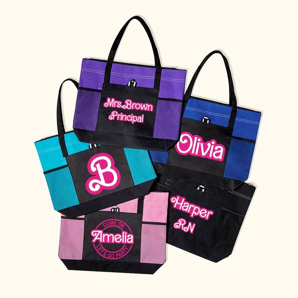 Bolsa de mano grande personalizada inspirada en muñecas rosas con bolsillos de malla y cremallera Regalo de agradecimiento para profesores Empleados Enfermeras