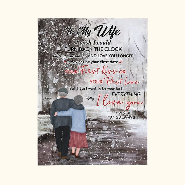 Gepersonaliseerde I Wish I Could Turn Back The Clock Deken Gift voor Vrouw Huwelijksverjaardag Gift