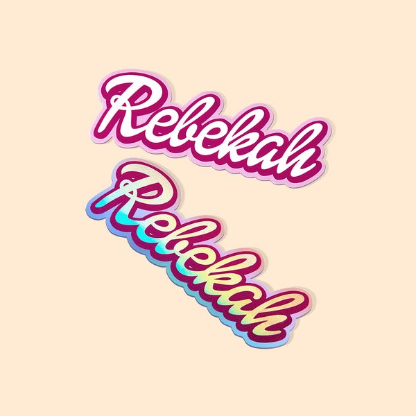 Personalized Holographic Dolly Name Sticker Vinyl Decal Water Resistant Adhesive Label Tumbler Decoration Birthday Christmas Gift for Pink Doll Lover