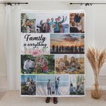 Manta personalizada Family Is Everything con collage de 9 fotos Cumpleaños Acción de Gracias Navidad Regalo para la familia
