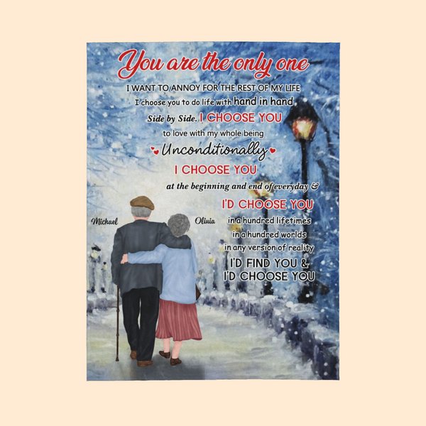 Personalized You Are The Only One I Blanket Flannel Sherpa Wedding Anniversary Gift for Couple
