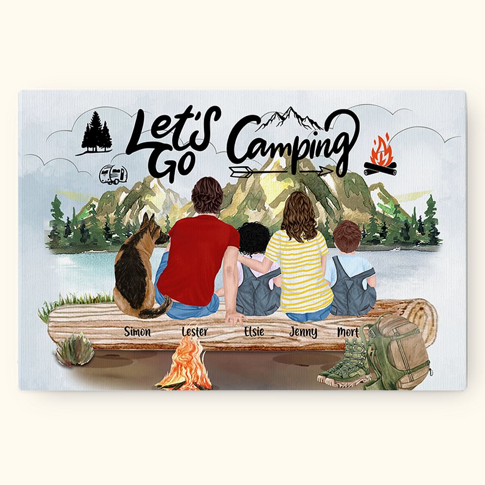 Peinture sans cadre personnalisée Go Camping Décoration murale Cadeau de fête pour la famille Amoureux du camping