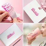 Personalized Holographic Dolly Name Sticker Vinyl Decal Water Resistant Adhesive Label Tumbler Decoration Birthday Christmas Gift for Pink Doll Lover