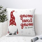 Personalized Christmas Gnome Throw Pillow Cover Sweet Gnome Family Lumbar Pillowcase Little Gnomes Home Decoration Christmas Gift for Family Friend