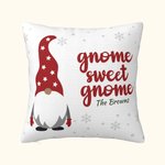 Personalized Christmas Gnome Throw Pillow Cover Sweet Gnome Family Lumbar Pillowcase Little Gnomes Home Decoration Christmas Gift for Family Friend