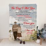 Personalizada The Day I Met You I Have Found The One Whom My Soul Loves Flannel Sherpa Blanket Regalo de marido Regalo de aniversario de boda