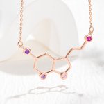 Personalizada Ciencia Birthstone Serotonina Molécula Collar con Tarjeta de Regalo para la Madre Profesor de Química Doctor
