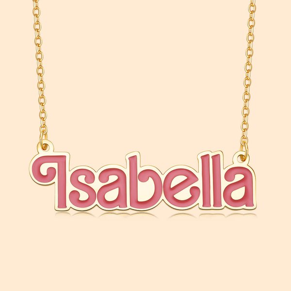 Personalized Pink Doll Inspired Name Necklace Birthday Gift for Women Girl