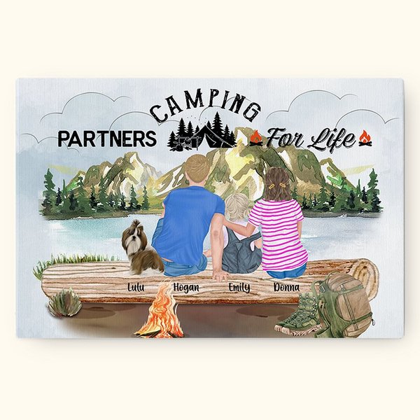 Personalizzato Mountain falò Camping Life Colorful Painting Wall Decoration Gift for Family Camping Lover