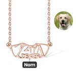 Collier Personnalisé avec Nom Forme Oreilles Chien Chat Mignon Cadeau pour Personnes qui aiment les Animaux