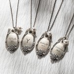 Personalized Engraved Religion Verse or Initial Necklace with Freshwater Pearl Charm Vintage Floral Spoon Jewelry for Women