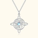 Personalizada de plata de ley Brujas Nudo Collar con Moonstone o Birthstone Celtic Cruz Bruja Joyería Navidad Halloween Regalo para las mujeres