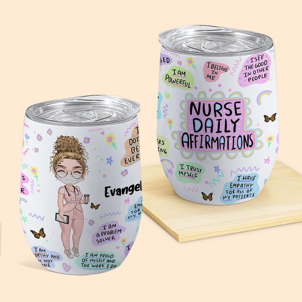 Vaso de Vino de 12oz Personalizado con el Nombre de la Enfermera Regalo de Navidad de la Semana de la Enfermera para la Enfermera Doctora