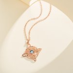 Personalizada de plata de ley Brujas Nudo Collar con Moonstone o Birthstone Celtic Cruz Bruja Joyería Navidad Halloween Regalo para las mujeres