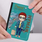 Personalizzato Travel Is My Therapy Coperchio portatile per passaporto da viaggio con nome Accessorio di viaggio Compleanno Regalo di Natale per amici