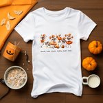 Personalised Dancing Skeleton Pumpkin T-shirt Halloween Skeleton Family Gathering Short-sleeved Tee Halloween Holiday Party Gift for Family