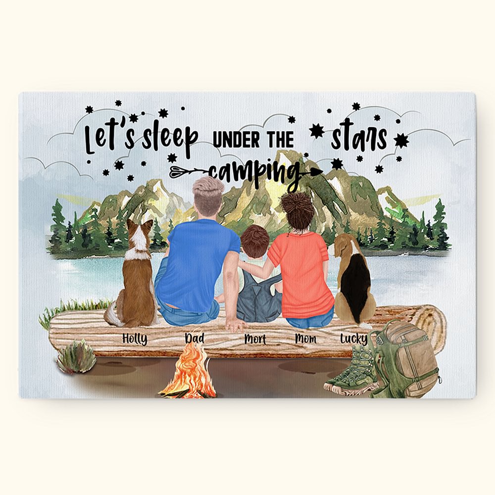 Décoration murale personnalisée Let's Sleep Under The Stars (Dormons sous les étoiles) Cadeau pour la famille et les amoureux du camping
