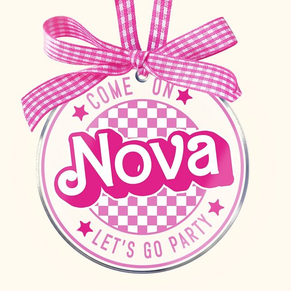 Personalized Doll Pink Checkerboard Acrylic Ornament Home Christmas Tree Decoration Christmas Gift for Her