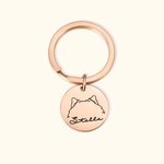 Personalisierte Haustier Ohren Schlüsselanhänger Hund Katze Schlüsselanhänger Tasche Disc Charm mit Namen Geburtstag Weihnachten Memorial Geschenk für