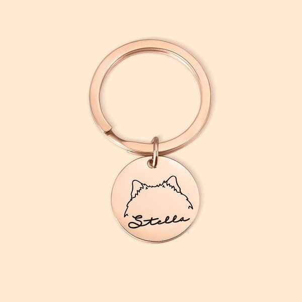 Porte-clé personnalisé oreilles chien chat Porte-clé sac breloque disque avec nom Anniversaire Noël Cadeau commémoratif pour l'amour de l'animal