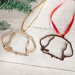 Personalized Dog Ears Cat Ears Line Drawing Wooden Ornament Christmas Housewarming Gift for Pet Lover