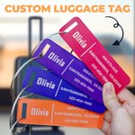 Personlig flerfärgad akrylbagagetagg med identifieringsmeddelande Resa Tillbaka till skolan Present till familj Vän