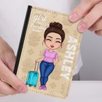 Gepersonaliseerde Just A Girl Who Loves Reizen Stijlvolle Draagbare Paspoort Cover met Naam Reis Reis Accessoire Verjaardagscadeau voor Vrienden Famil