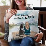 Funda de cojín personalizada I Love You To The Moon And Back Regalo de cumpleaños y Navidad para los amantes de los perros