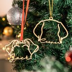 Personalized Dog Ears Cat Ears Line Drawing Wooden Ornament Christmas Housewarming Gift for Pet Lover